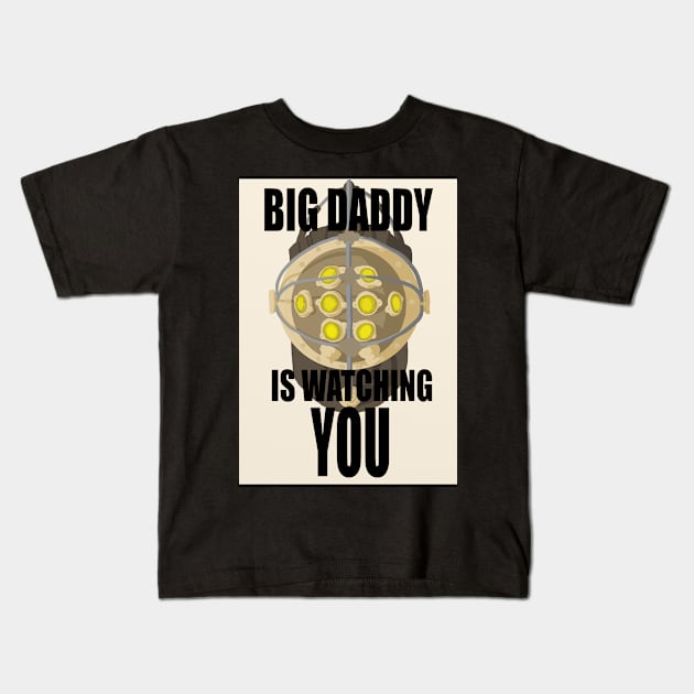 BIG DADDY IS WATCHING YOU Kids T-Shirt by Givemefood